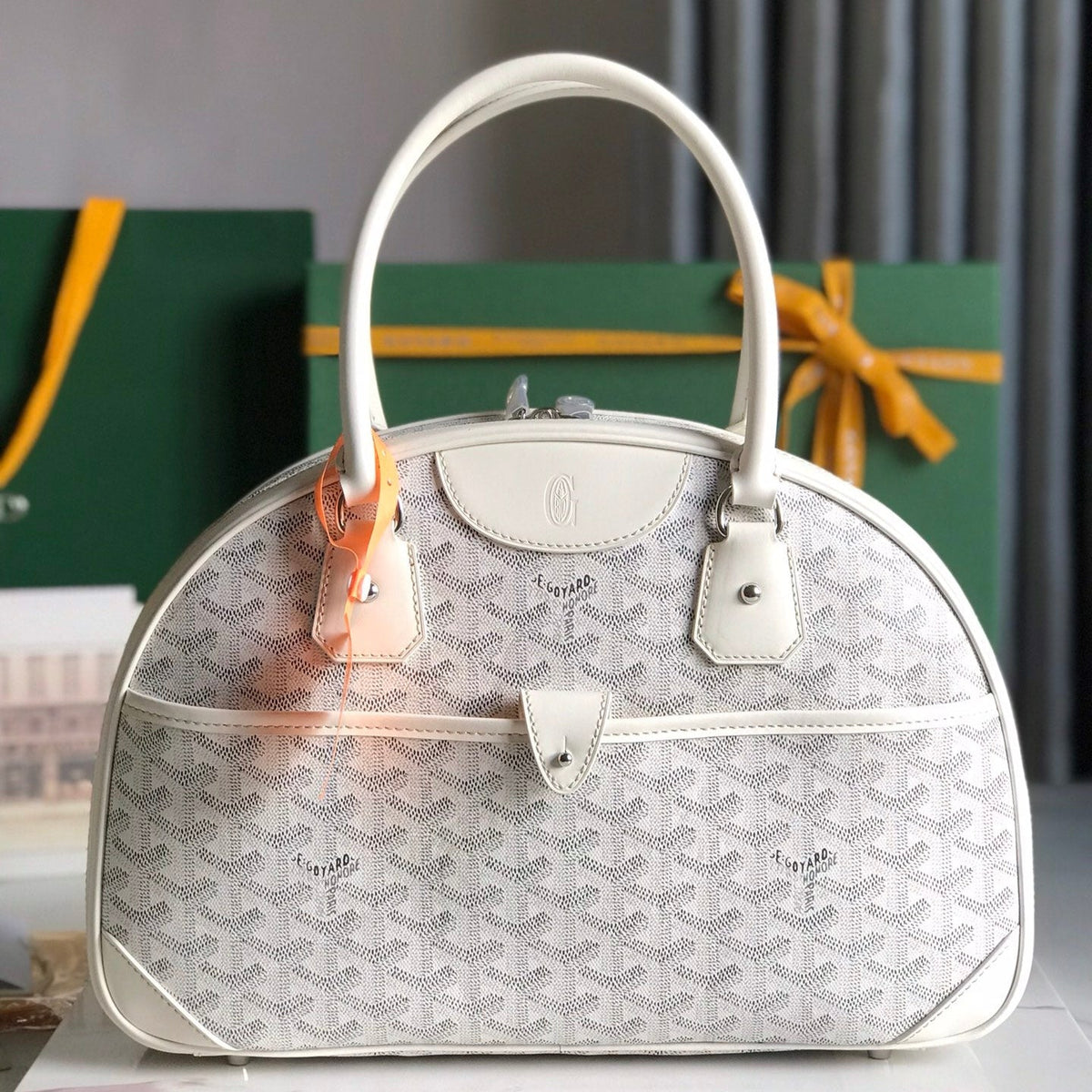SAINT JEANNE BAG 35 IN WHITE GOYARDINE CANVAS AND CALFSKIN